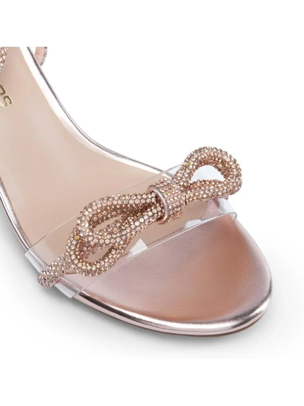 Dream Pairs Women's Champagne Open Toe Rhinestone Double Bow Chunky Sandals